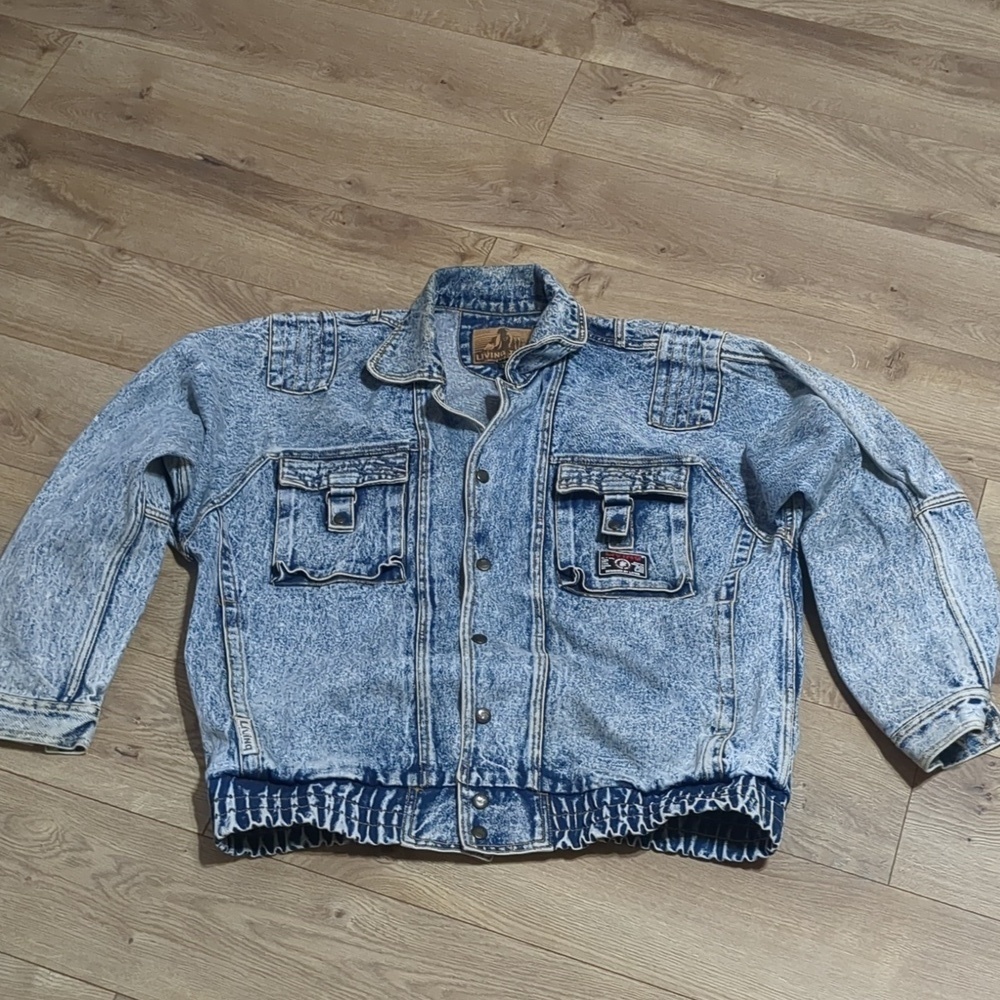 Vintage washed Denim Jacket  LIVING JEAN Men's size XL